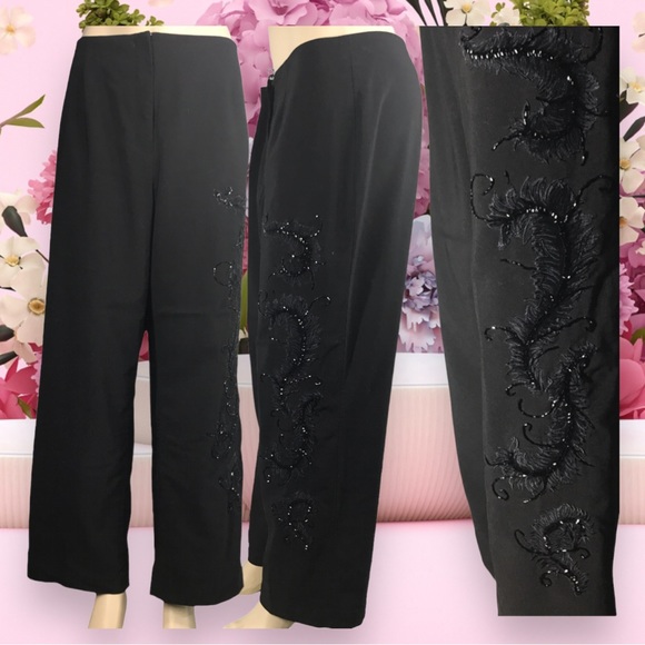 MXM Pants - MXM Black Gorgeous Elegant Embezzlement Rhinestone Formal Pants Size 18